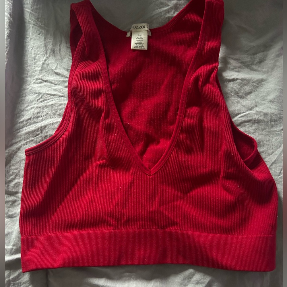 Red Low Cut Tank Top
